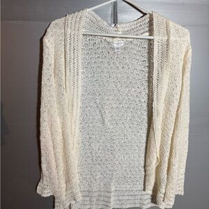 Jaclyn Smith Cream Open-Front Cardigan